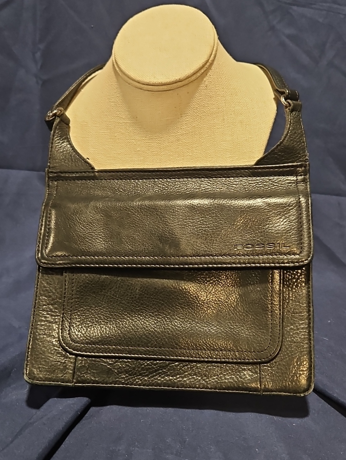 Fossil Black Leather Shoulder Crossbody Bag